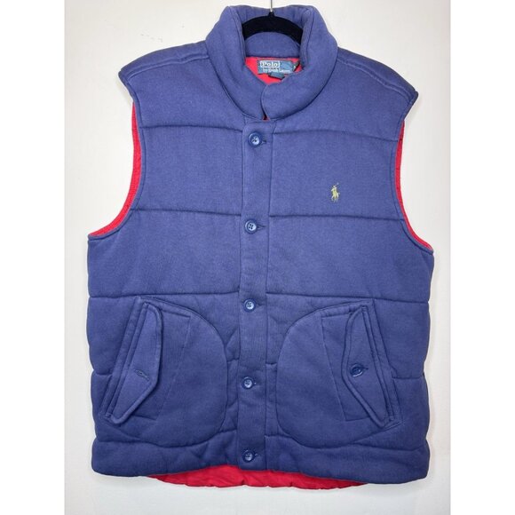VTG 90s Polo Ralph Lauren Sweater Vest Insulated Navy Red Pony XL EUC - Picture 1 of 12